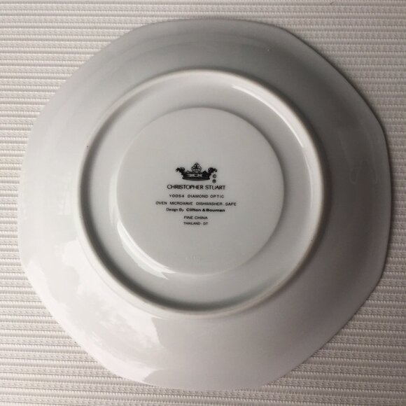 Christopher Stuart Diamond Optic Octagon Coffee Tea Cup Saucer Set of 2 Modern - Picture 6 of 10